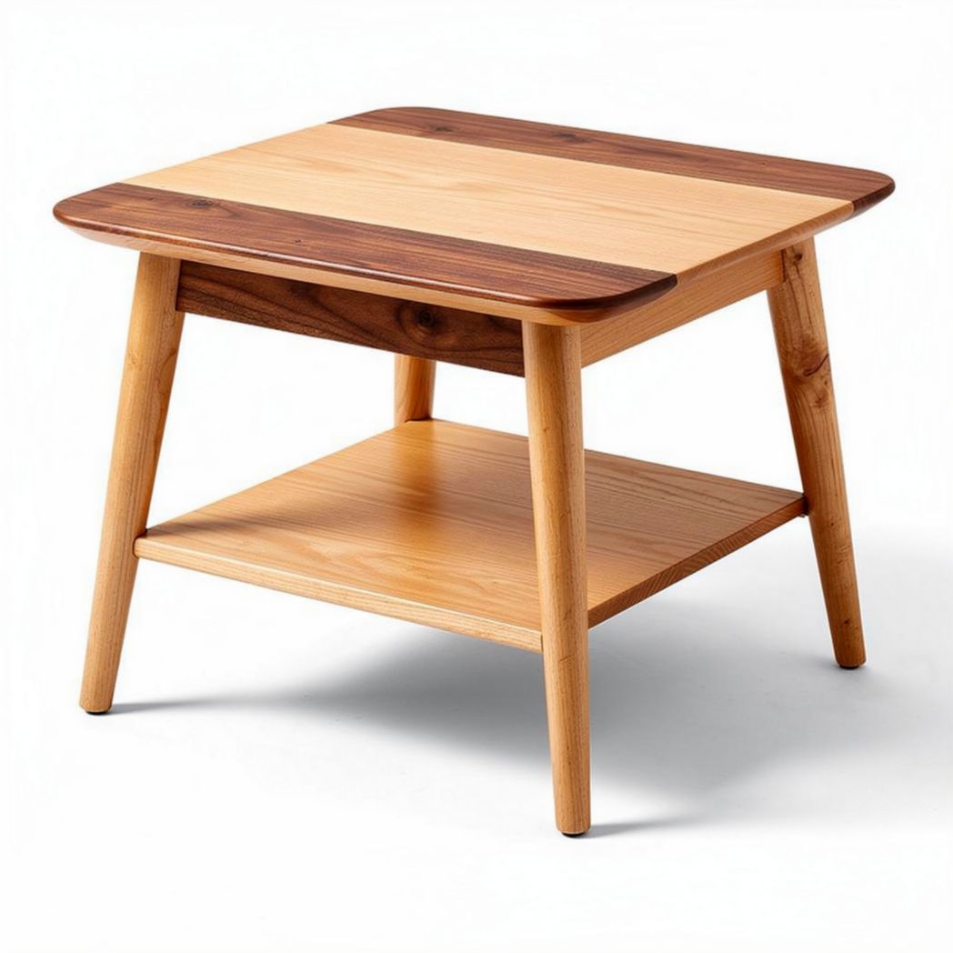 Lichtgewicht houten salontafel met een modern design en open plank 60 x 60 x 45cm