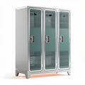 Stalen locker met perforaties en drie compartimenten 150 x 70 x 180cm