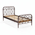 Stalen bedframe met houten lattenbodem 190 x 90 x 100cm bruin