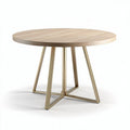 Ronde eettafel van eikenhout met metalen standaard 80 x 80 x 75cm