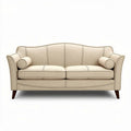 Beige bank met kussens en houten poten 200 x 90 x 85cm