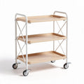 Opvouwbare transportwagen met 3 lagen van kunststof in beige 80 x 40 x 90cm